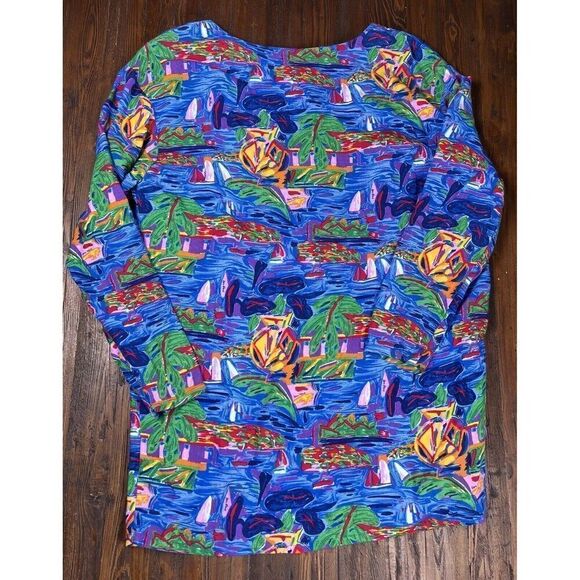 Vtg Ken Done Art to Wear Boating Button Down Long Sleeve Shirt 2 Piece Size M - Picture 12 of 13